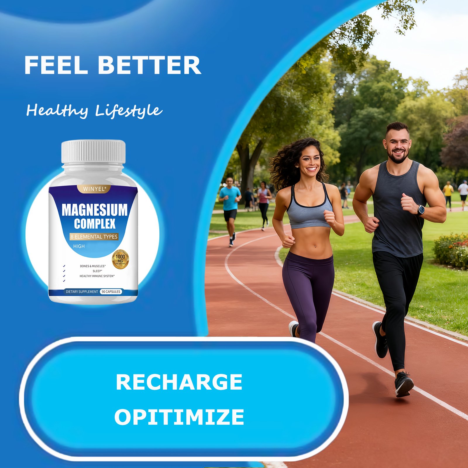 MAGNESIUM COMPLEX Wellness Capsules With Malate & Glycinate And 8 ELEMENTAL MAGNESIUM, Supports Health 90 Capsules, Dietary Supplement. - Image 2