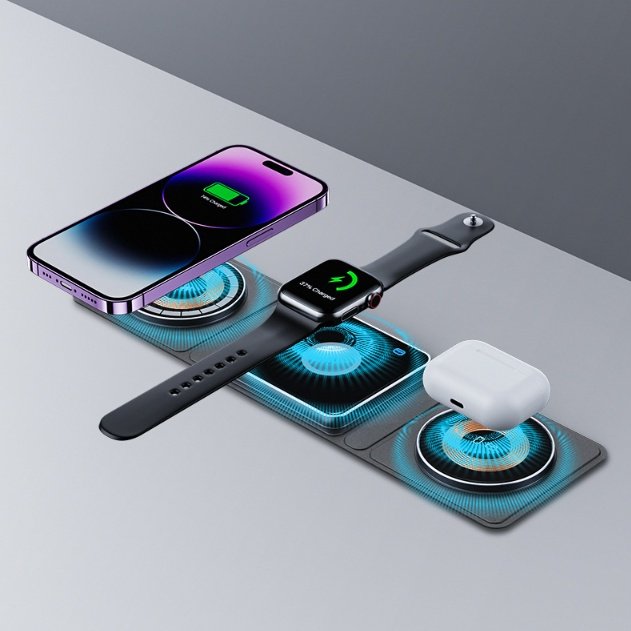 3 IN 1 Magnetic Folding Wireless Charger Station For IPhone Transparent Fast Charging For IWatch And Airpods - Image 3