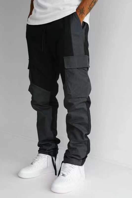 Large Pocket Stitching Trousers Men's Loose Feet - Image 3