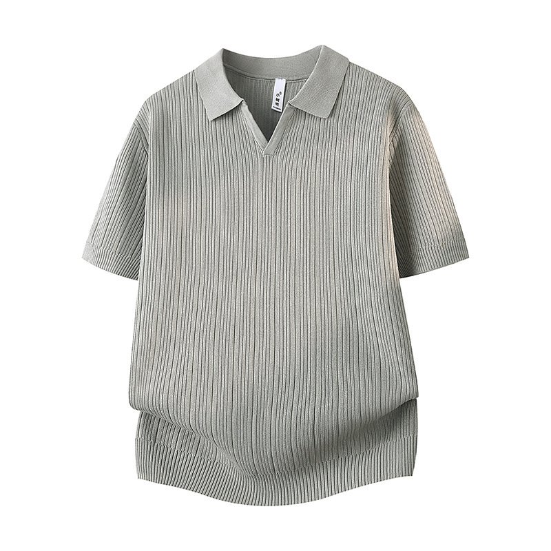 Slim-fit Lapel Solid-color Casual Thin Half-sleeve Mens - Image 8