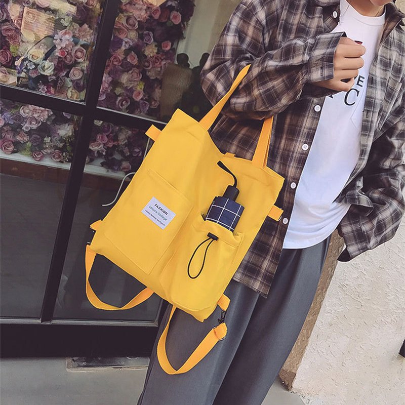 Harajuku Canvas Bags Students Handbag With Pockets Preppy Buckpack Shoulder Bag For Women Shoolbags - Image 9