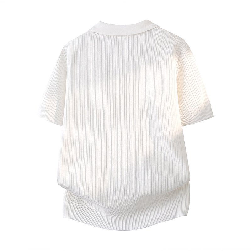 Slim-fit Lapel Solid-color Casual Thin Half-sleeve Mens - Image 4