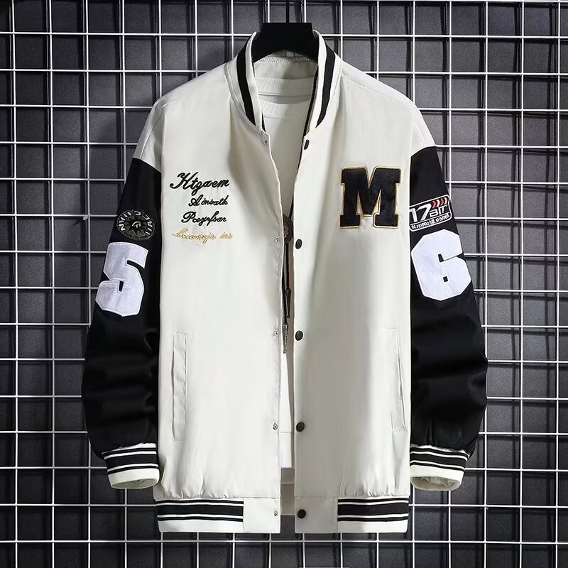 Men's Baseball Jacket Fashion Casual Letter Number Print Button-down Tops Streetwear Clothing - Image 7