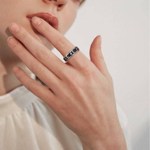 Stainless Steel Rotatable Spinner Ring Moon Stars Relieve Anxiety Rings - Image 5