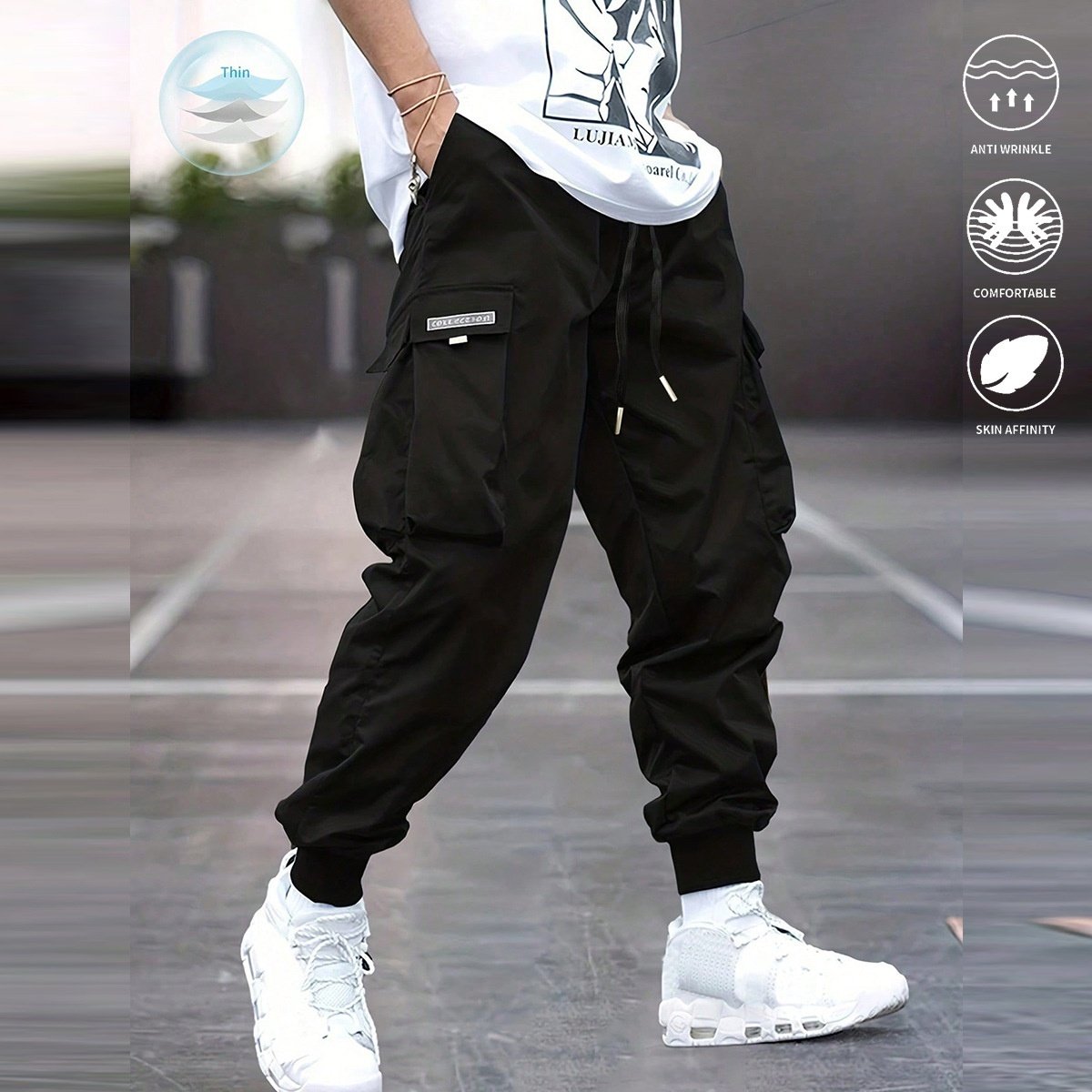 Multi-pocket Cargo Pants Men's Casual Hip-Hop Drawstring Trousers Outdoor Streetwear Sports Pant - Image 7