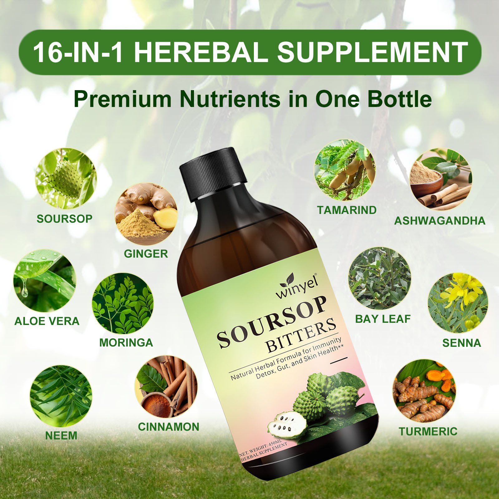 Soursop Liquid Contains Black Seeds, Moringa, And Turmeric, And Is Beneficial For Digestion And Gut Health, As Well As Providing Antioxidants, Skin Health, And Immune Support. It's A Pure 16-herb Form - Image 5