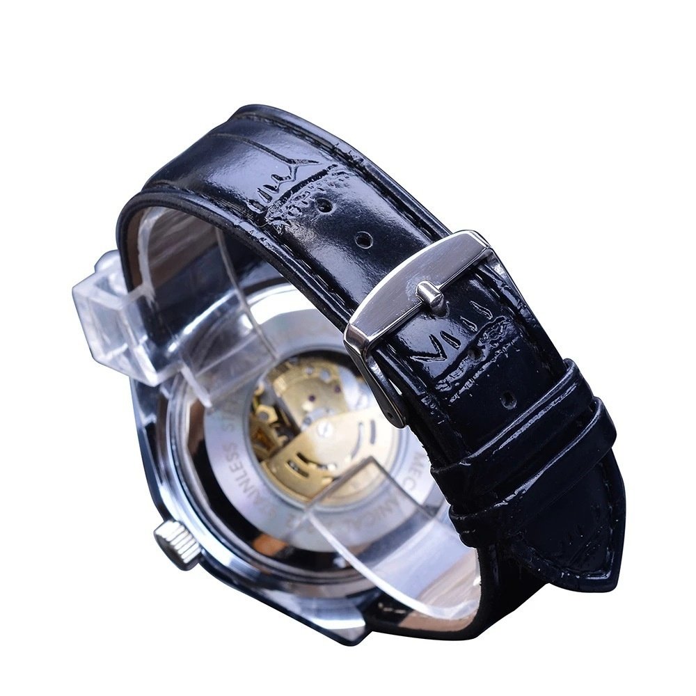 Business-Casual Blue Glass Hollowed-Out Large-Dial Automatic Mechanical Watch - Image 4