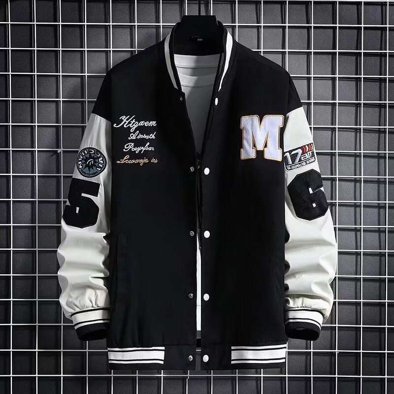 Men's Baseball Jacket Fashion Casual Letter Number Print Button-down Tops Streetwear Clothing - Image 3