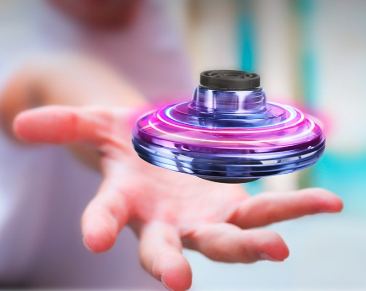 Mini Fingertip Gyro Interactive Decompression Toy Drone LED UFO Type Flying Helicopter Spinner Toy Kids - Image 2