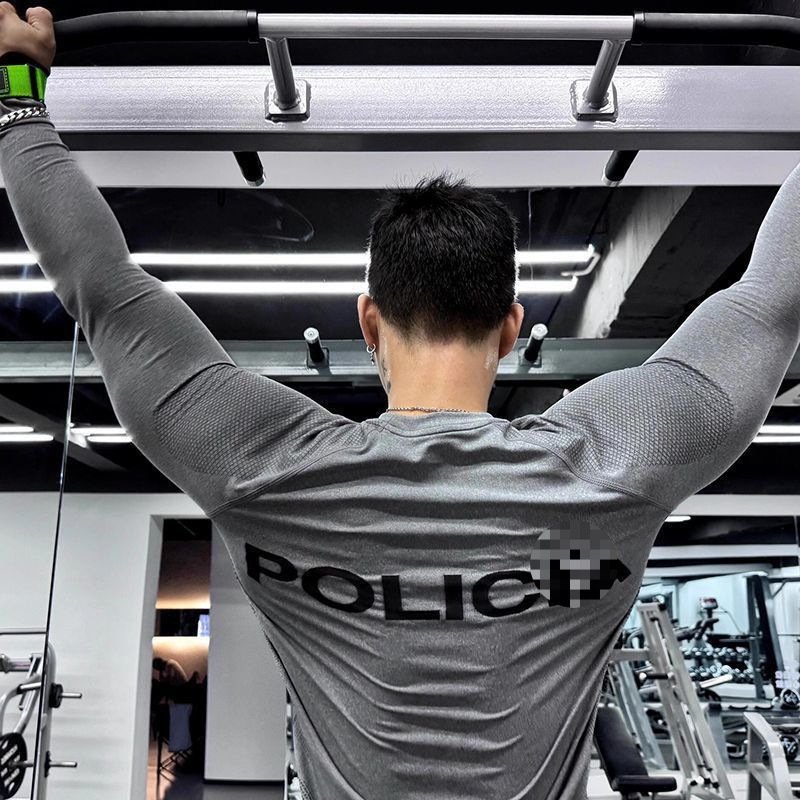SpringAutumn Outdoor Cycling & Running Training Top Mens Fitness Tight-Fit Stretch Base Layer With Zipper And Long Sleeves - Image 4