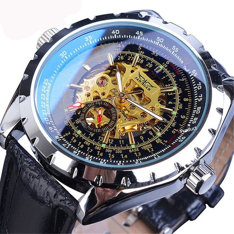 Business-Casual Blue Glass Hollowed-Out Large-Dial Automatic Mechanical Watch - Image 3