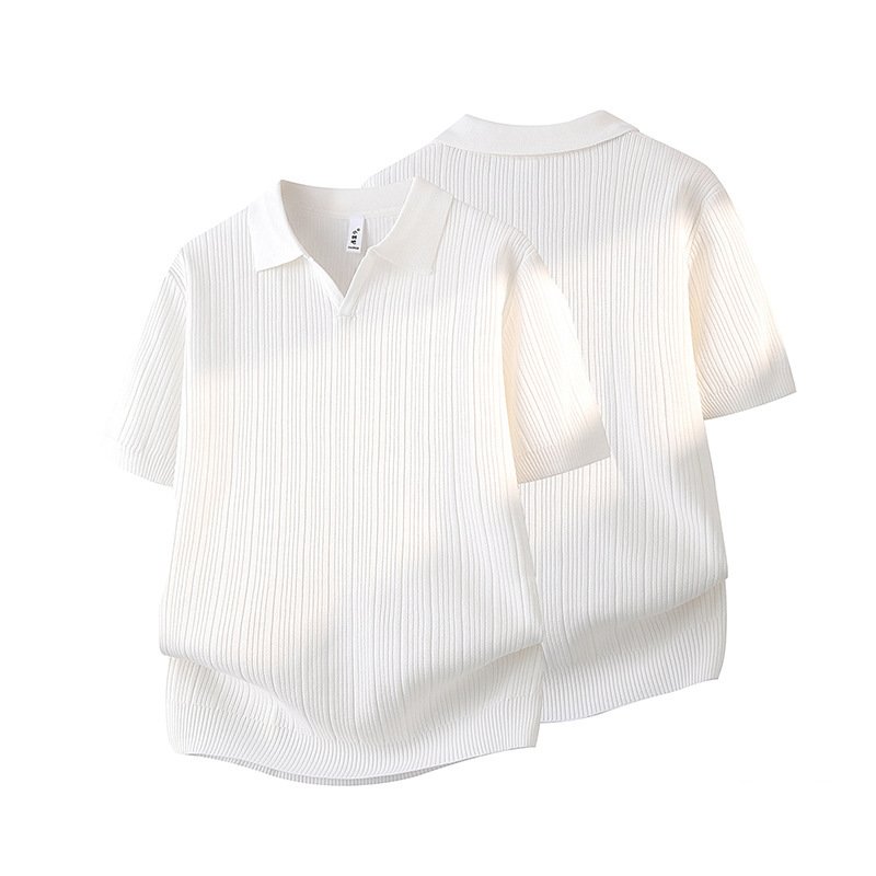 Slim-fit Lapel Solid-color Casual Thin Half-sleeve Mens - Image 2