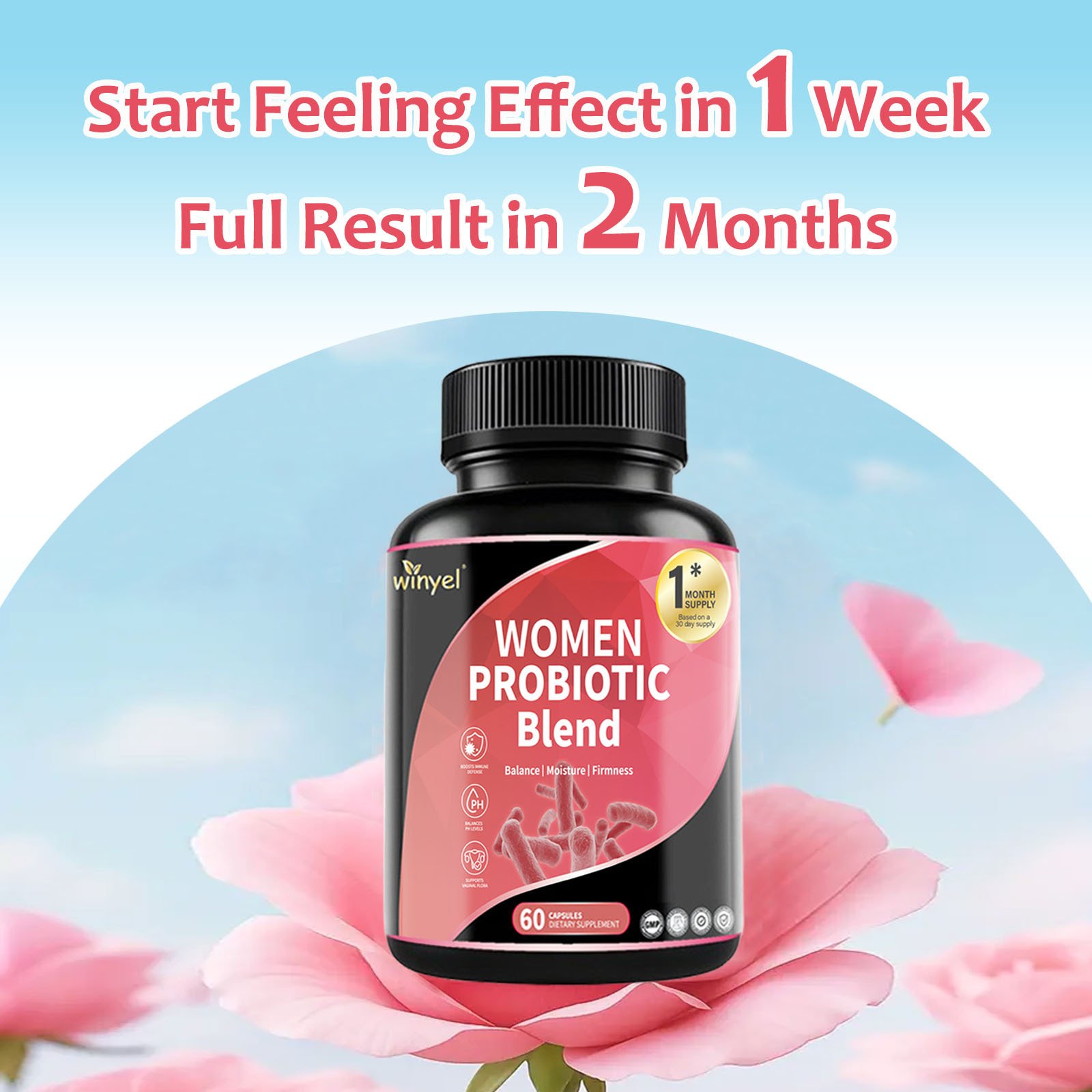 Women's Probiotics For Women PH Balance With Prebiotics, Lactobacillus Probiotic Blend And Herb Blend - Women's Health Supplement, 60 Count - Image 3