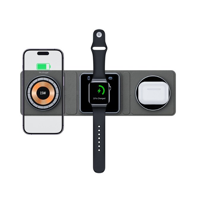 3 IN 1 Magnetic Folding Wireless Charger Station For IPhone Transparent Fast Charging For IWatch And Airpods - Image 7