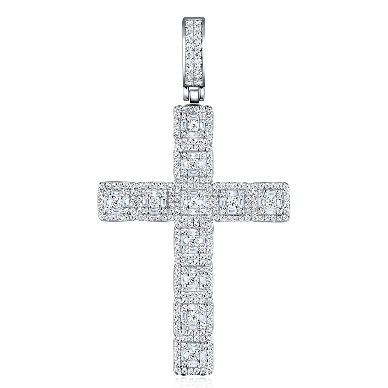 A Luxurious And Fashionable Minimalist Jewelry Pendant Necklace Featuring Top-quality Moissanite, Made Of S925 Silver Electroplated With Platinum.