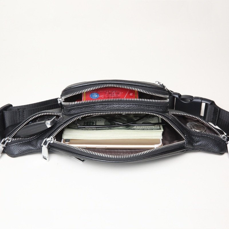 Mens Leather Waist Bag, Large Capacity, Durable First-Layer Cowhide - Image 2
