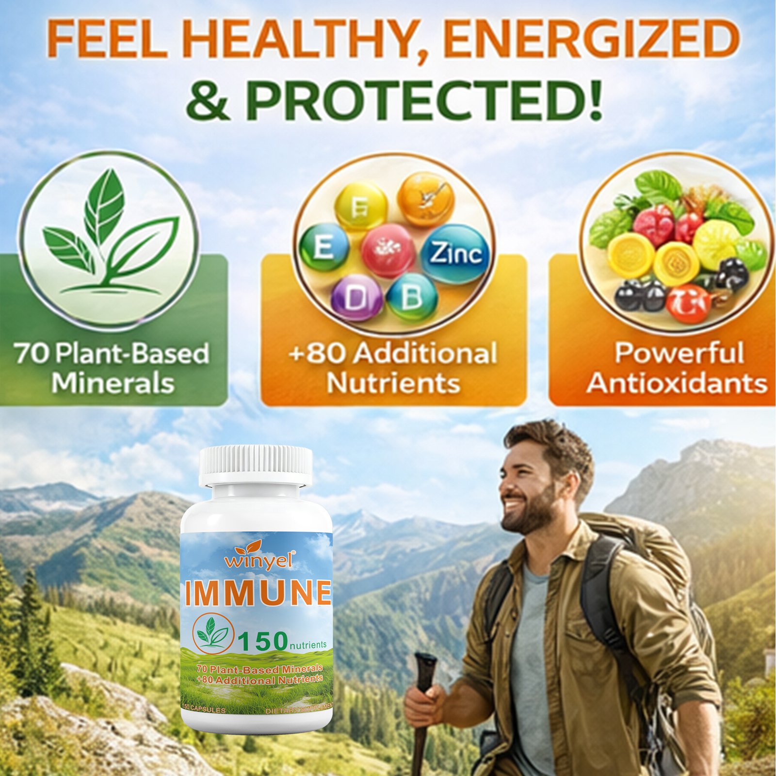 WINYEL IMMUNE 150 - The Ultimate Multivitamin & Immne Supplement, IMMU 150 Capsules - 150 Capsules - Image 7