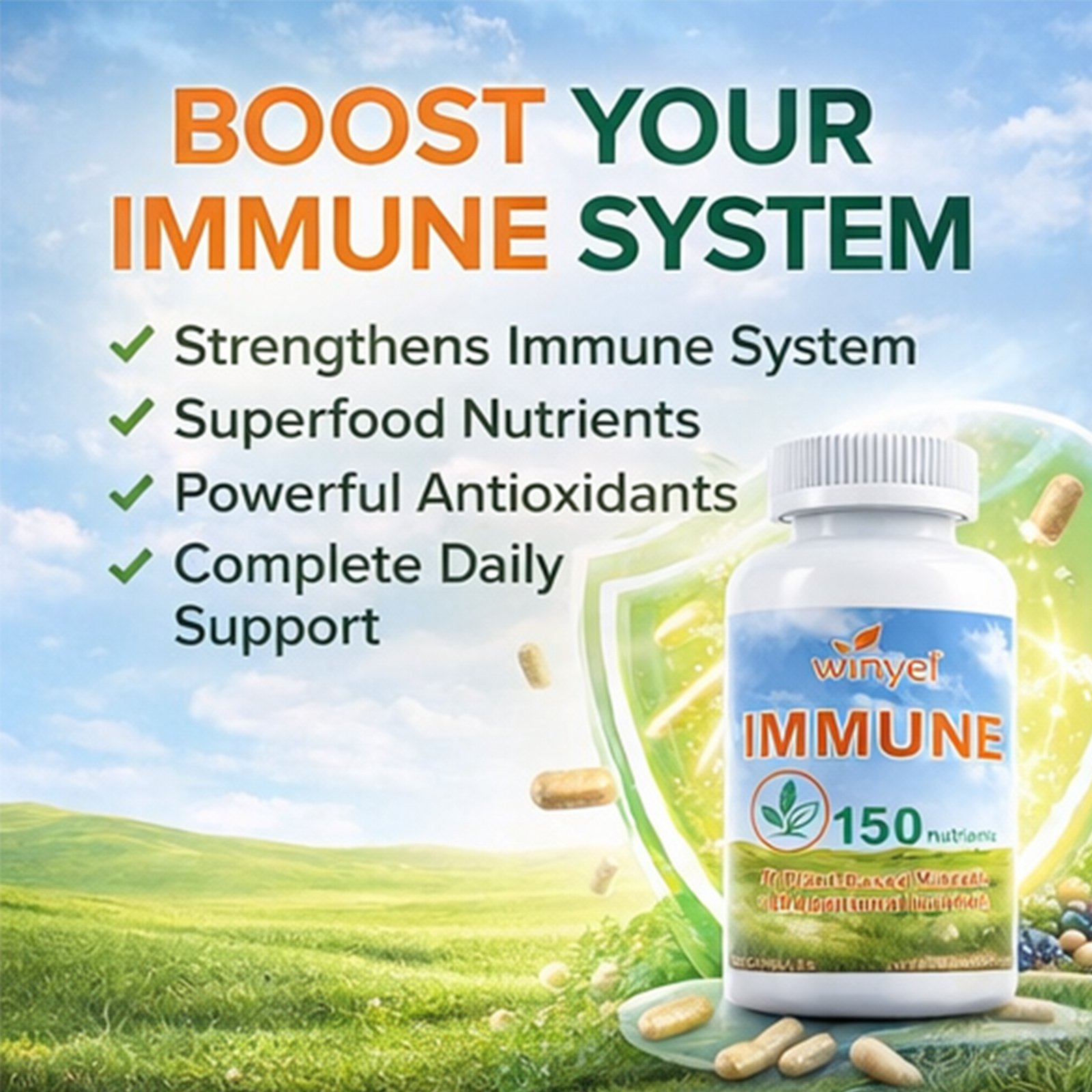 WINYEL IMMUNE 150 - The Ultimate Multivitamin & Immne Supplement, IMMU 150 Capsules - 150 Capsules - Image 6