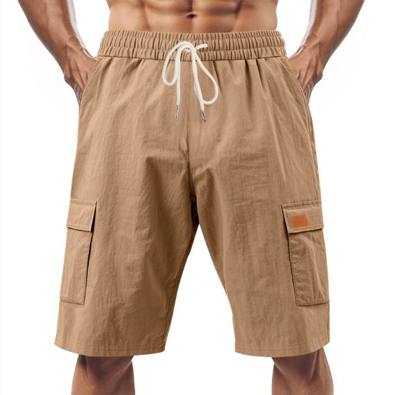 Loose Sports And Leisure Solid Color Linen Drawstring Shorts - Image 10