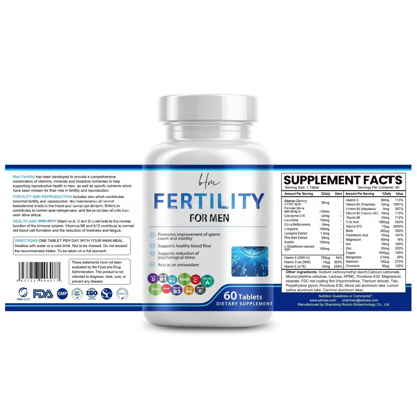 Male Fertility Tablets 60 Tablets - Image 3