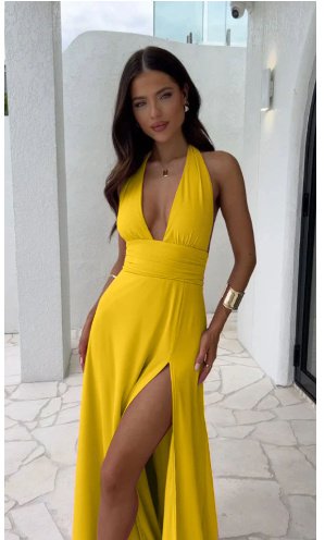 Sexy Halterneck V-neck Slit Dress Summer Backless Strappy Skirt Fashion Temperament Clothing Women - Image 5