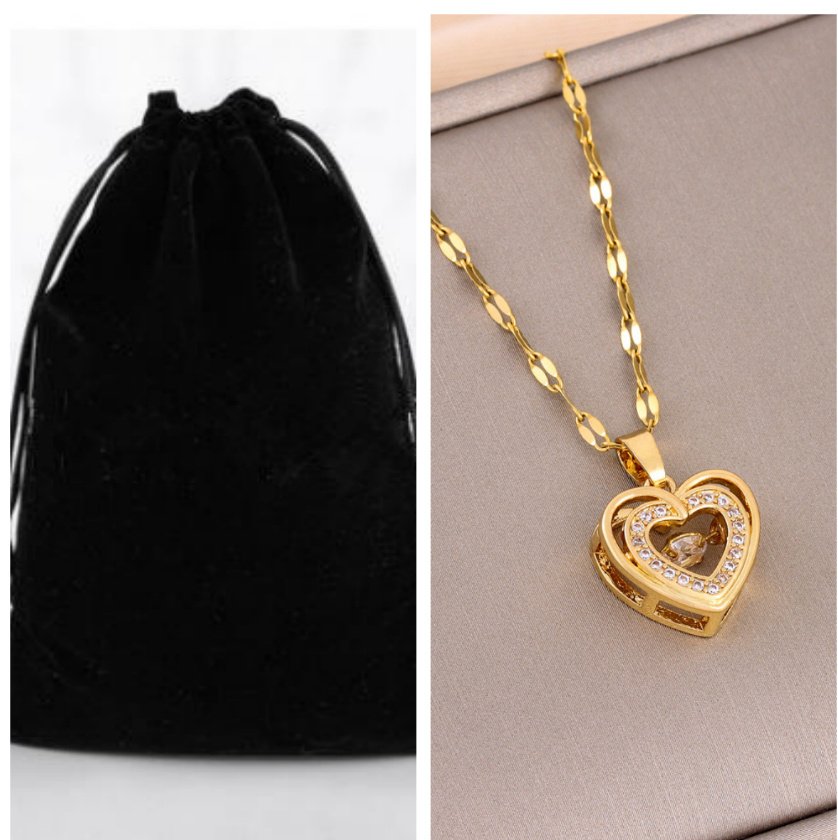 Double-layer Love Necklace With Rhinestones Titanium Steel Pendant Fashion Jewelry Woman Valentines Day Gift - Image 6