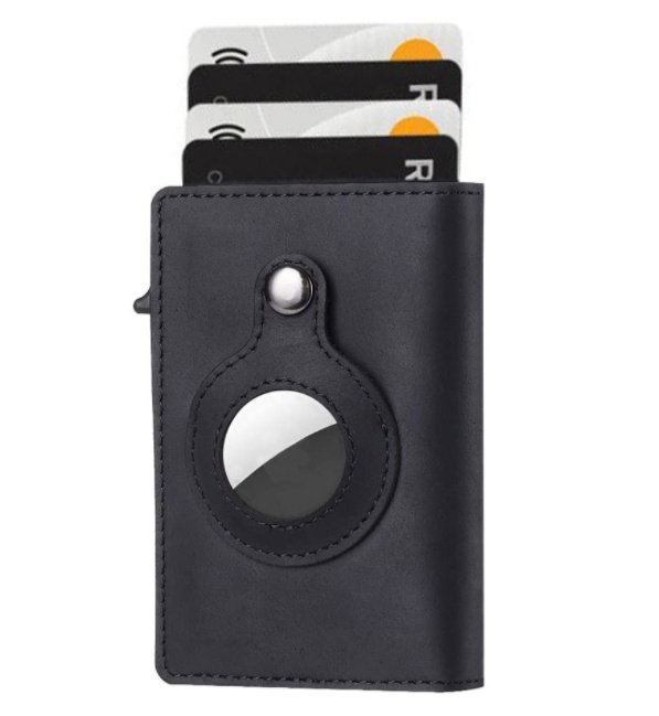AirTag Wallet Anti Theft Bullet Card Bag Multi-functional Rfid Card Holder Men's Leather Slim Wallets For Airtag Air Tag - Image 5