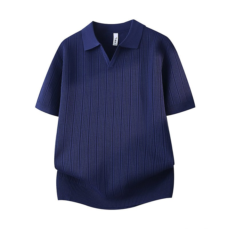 Slim-fit Lapel Solid-color Casual Thin Half-sleeve Mens - Image 6
