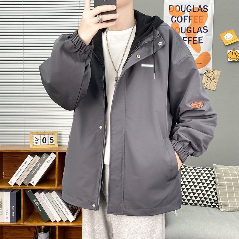 Mens Slim-Fit Hooded Jacket Korean-Style Trendy - Image 6
