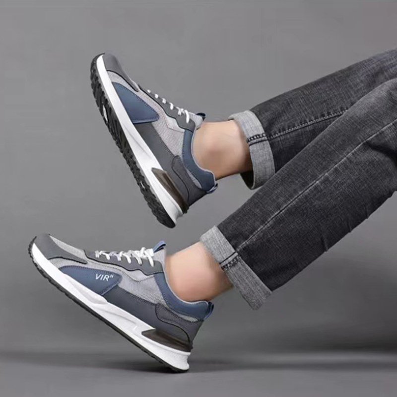 Men's Color Block Mesh Shoes Fashion Casual Lace-up Sneakers Outdoor Breathable Running Sports Shoes - Image 4