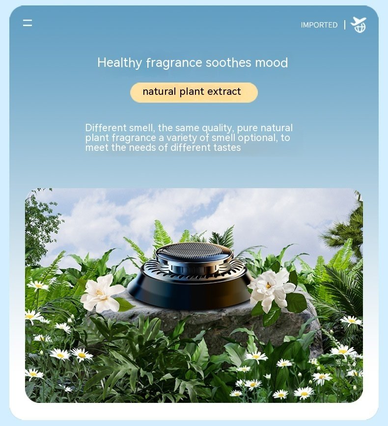 Portable Kinetic Car Air Freshener Solar Powered Double Ring Rotating Air Cleaner Perfume Fragrance Diffuser - Image 8