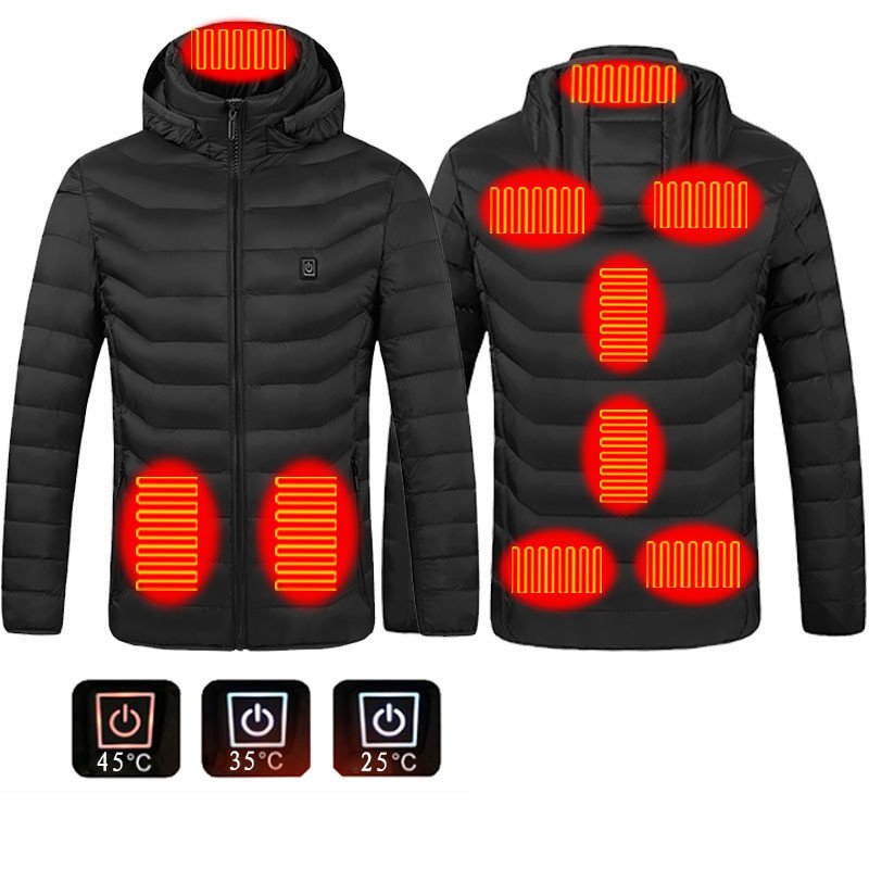 Men Heated Puffer Jacket Electric Heating Coat Insulated Hood Windbreaker - Image 10