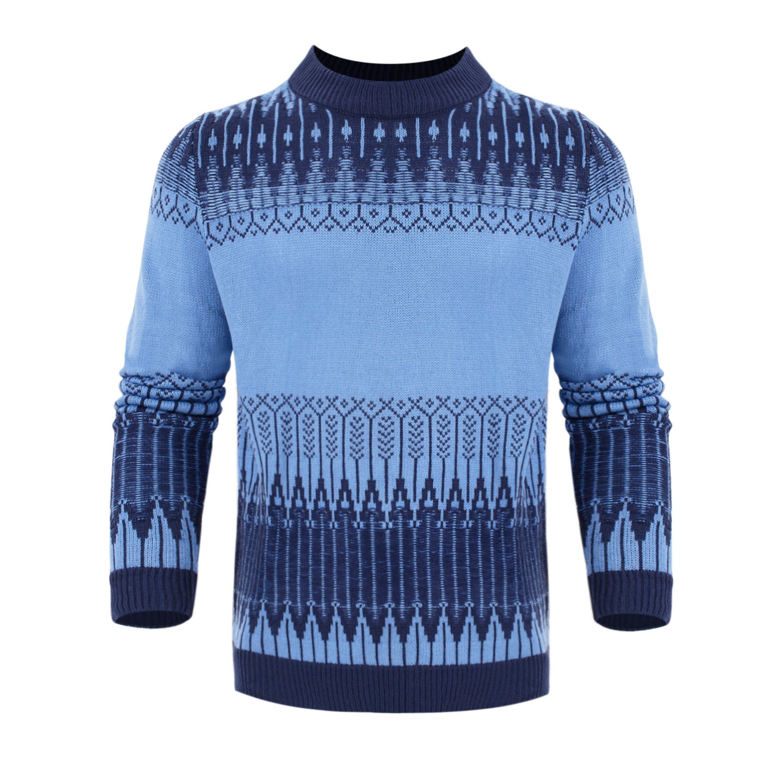 Men's Crewneck Pullover Sweater Unisex Fair Isle Long Sleeve Knitted Sweater - Image 2