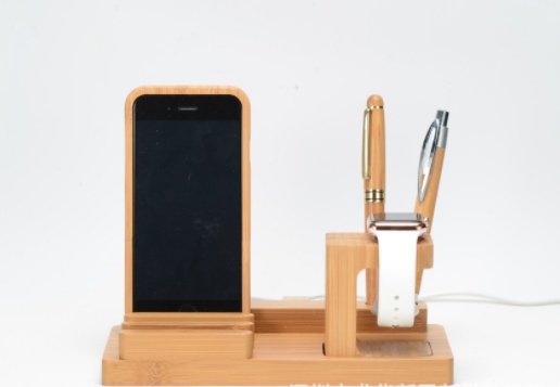 Compatible with Apple , Bamboo, wood andMobile applewatch bracket charging wooden bracket multi-function flat cell phone base - Image 5