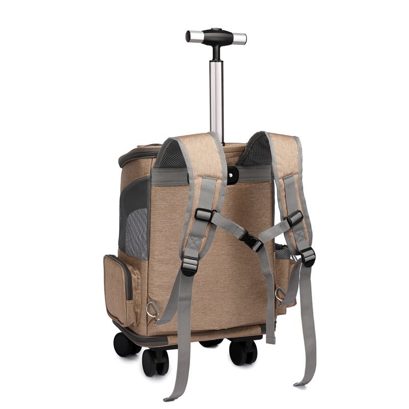 Portable Folding Trolley Pet Backpack Traveling Cat Backpack With Universal Wheel Trolley Pet Bag - Image 8