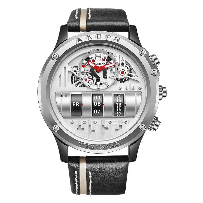 Uniquex Men Wrist Watches Leather Black Silver Creative - Image 6