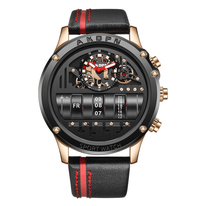Uniquex Men Wrist Watches Leather Black Silver Creative - Image 5