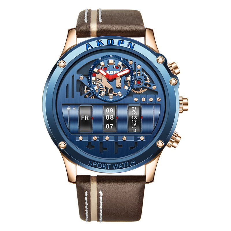 Uniquex Men Wrist Watches Leather Black Silver Creative - Image 3