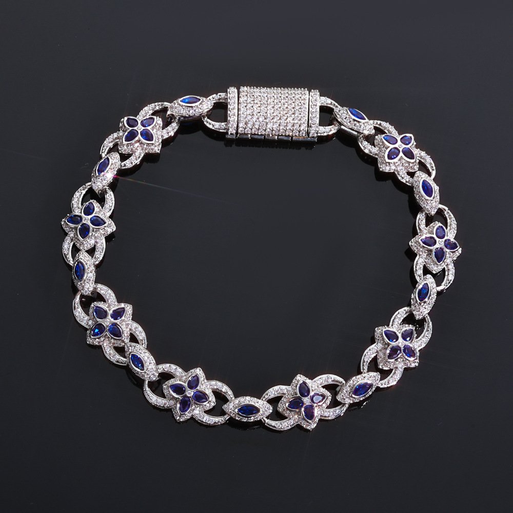 Hip-hop Full-diamond Bracelet Trendy Jewelry With Colorful Gemstones