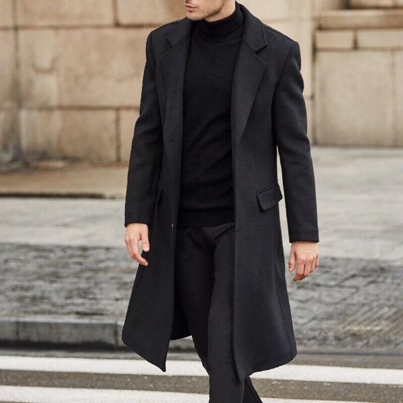 Men's Long Trench Coat Woolen Coat - Image 10