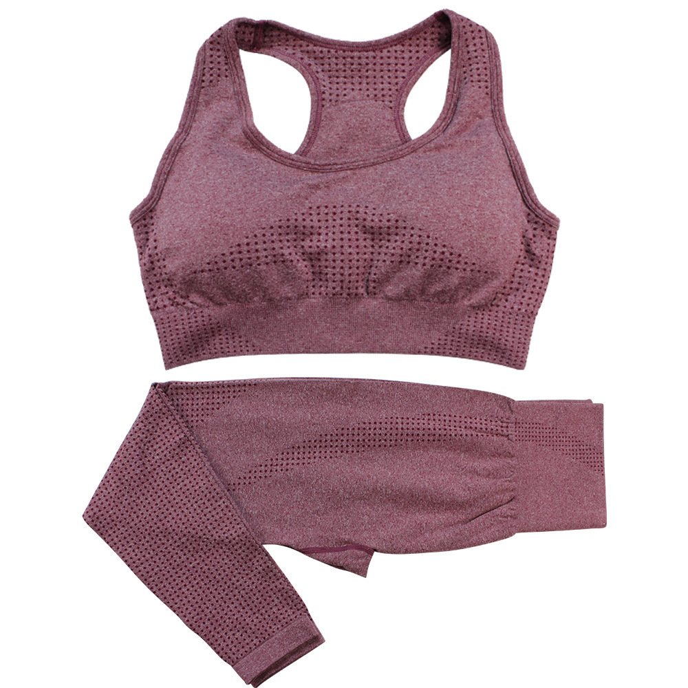 2PCS Seamless Yoga Set Women Tracksuit High Waist Leggings Workout Sportswear Gym Clothing Fitness Crop Top Sports Suits Gym Set - Image 3