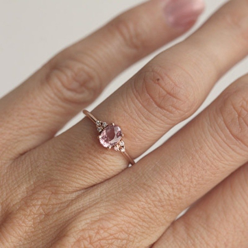 Alloy Inlaid Artificial Gem Geometric Insert Gemstones Diamond Ring - Image 2