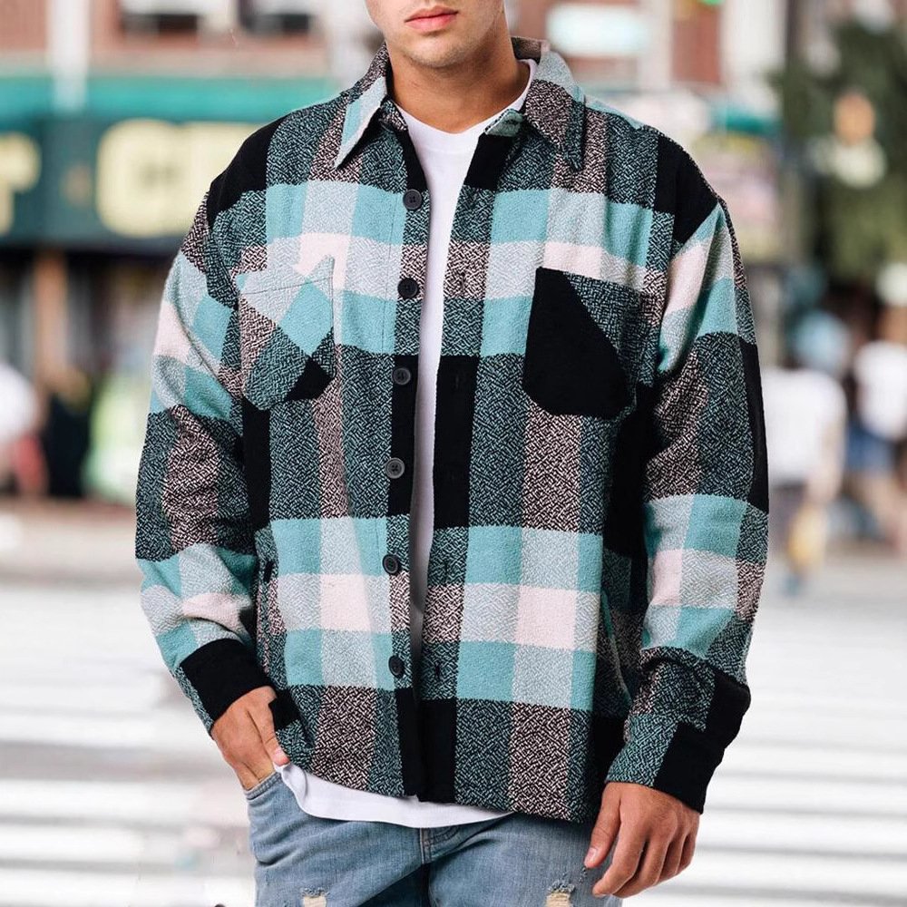 Mens Color-Block Digital Print Floral Cardigan Jacket Coat - Image 2