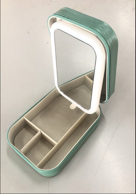 Makeup Storage Box With LED Light Mirror Portable Travel Makeup Cosmetics Storage Box Touch Light Storage Organizer - Image 6