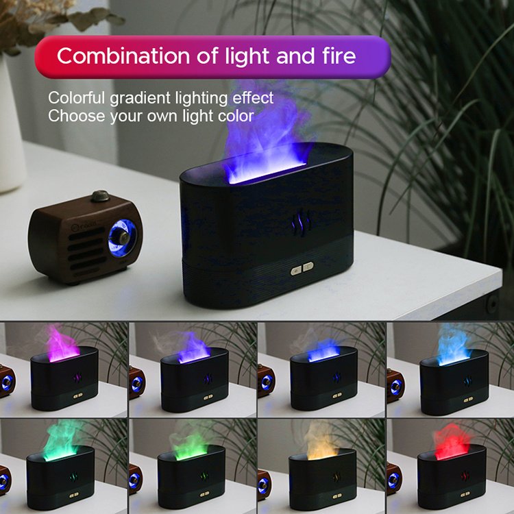 Best Selling USB Ultrasonic Flame Humidifier Led RGB Colorful Essential Oil Fire Flame Aroma Diffuser - Image 2