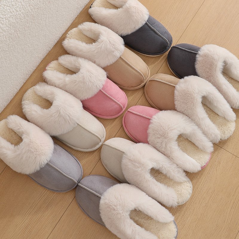 Winter Warm Plush Home Slippers Indoor Fur Slippers Women Soft Lined Cotton Shoes Comfy Non-Slip Bedroom Fuzzy House Shoes Women Couple - Image 8