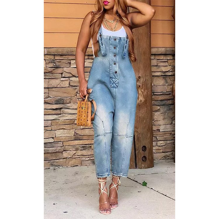 Women's Clothing Fashion Casual Siamese Suspender Jeans Women - Image 4