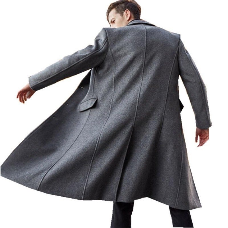 Men's Long Trench Coat Woolen Coat - Image 6