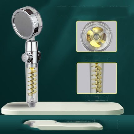 Internet Celebrity Small Waist Supercharged Shower Head Twin-turbo Pressurized Propeller Multifunctional Fan Shower Shower Head - Image 3