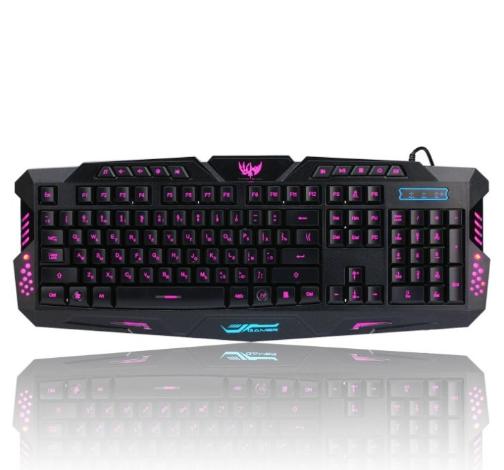 J10 tricolor backlight wired gaming keyboard set colorful luminous gaming mouse keyboard Russian keyboard - Image 4